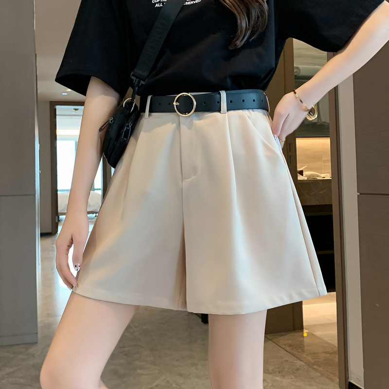 SUXI Quần short nữ lưng cao ống rộng thời trang dễ phối đồ