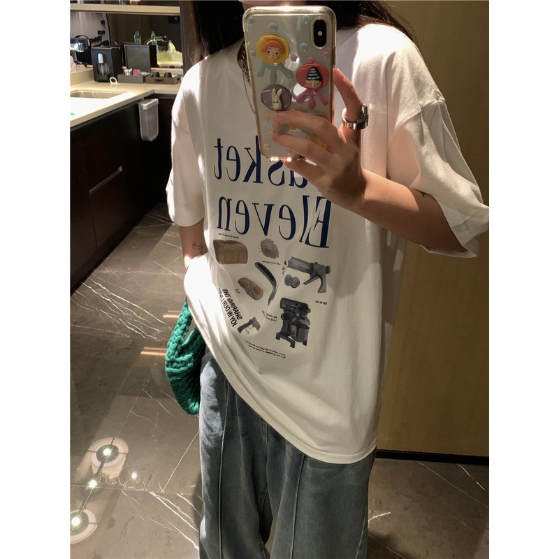 Áo Thun Cotton Nguyên Chất Cổ Tròn Dáng Rộng In Chữ 50494