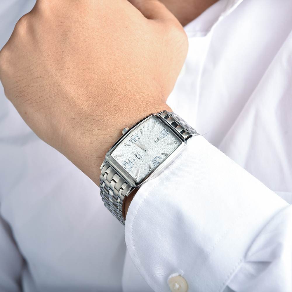 Đồng hồ Romanson Men Sport Watch DM5127MWWH nam máy Thụy Sĩ mặt mỏng chống nước kính chống xước dây thép chính hãng
