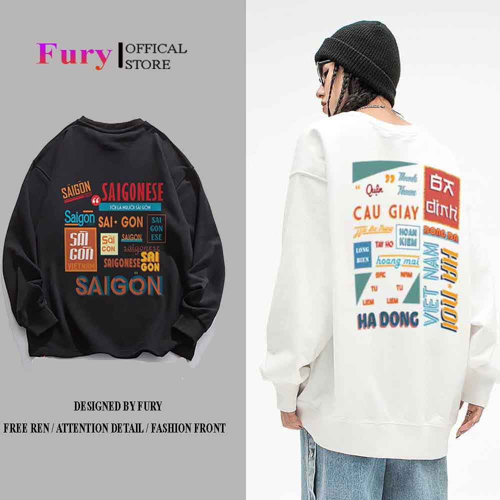 Áo sweater unisex  furystore  form rộng nam nữ vải chân cua nặng 600gr