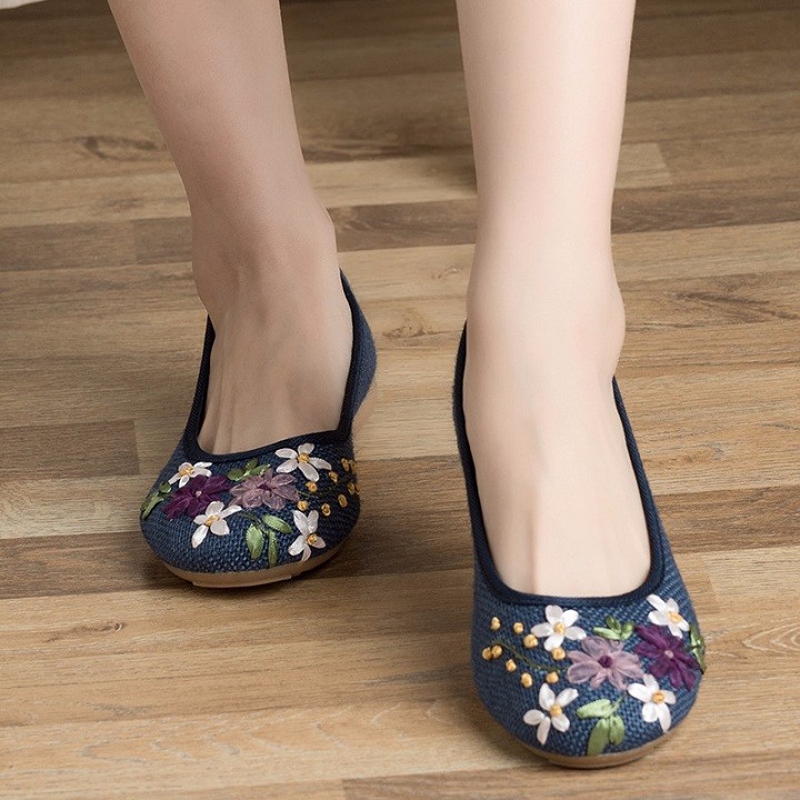 [Xả kho] Giày Lười cói nữ, Giày búp bê nữ thêu hoa - (SP28) | BigBuy360 - bigbuy360.vn
