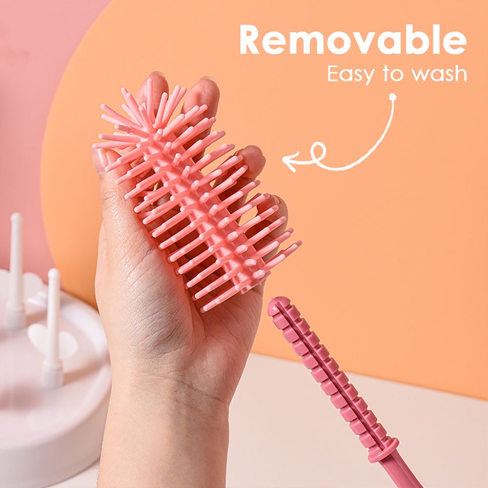 3 In 1 Soft Silicone Bottle Brush | 360 Degree Rotary | Nipple Brush | Baby Bottle Teat Straw Cleaner
