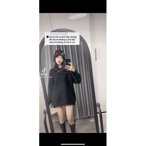 Áo len gạo dáng rộng 😚Video ảnh thật [ Sẵn_Đen] | BigBuy360 - bigbuy360.vn