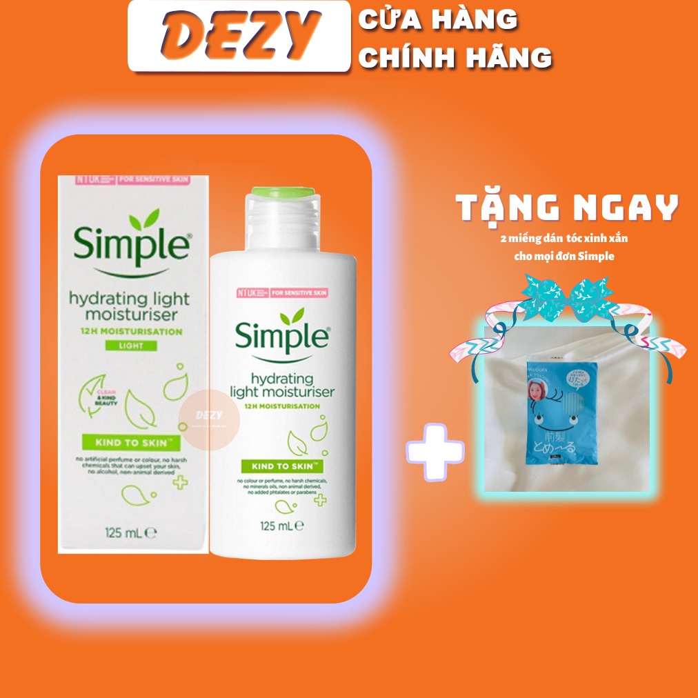 Kem Dưỡng Ẩm Simple Light Dưỡng Da Cấp Ẩm Tức Thì Chăm Sóc Da Da Nhạy Cảm - Pro Vitamin B5 Glycerin Phục Hồi Da NPP Dezy