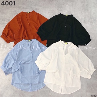 Áo sơ mi cổ trụ phom xinh