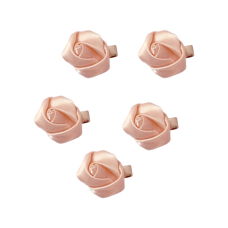 Set 5 Kẹp Tóc Hoa Hồng Vải Satin Xinh Xắn