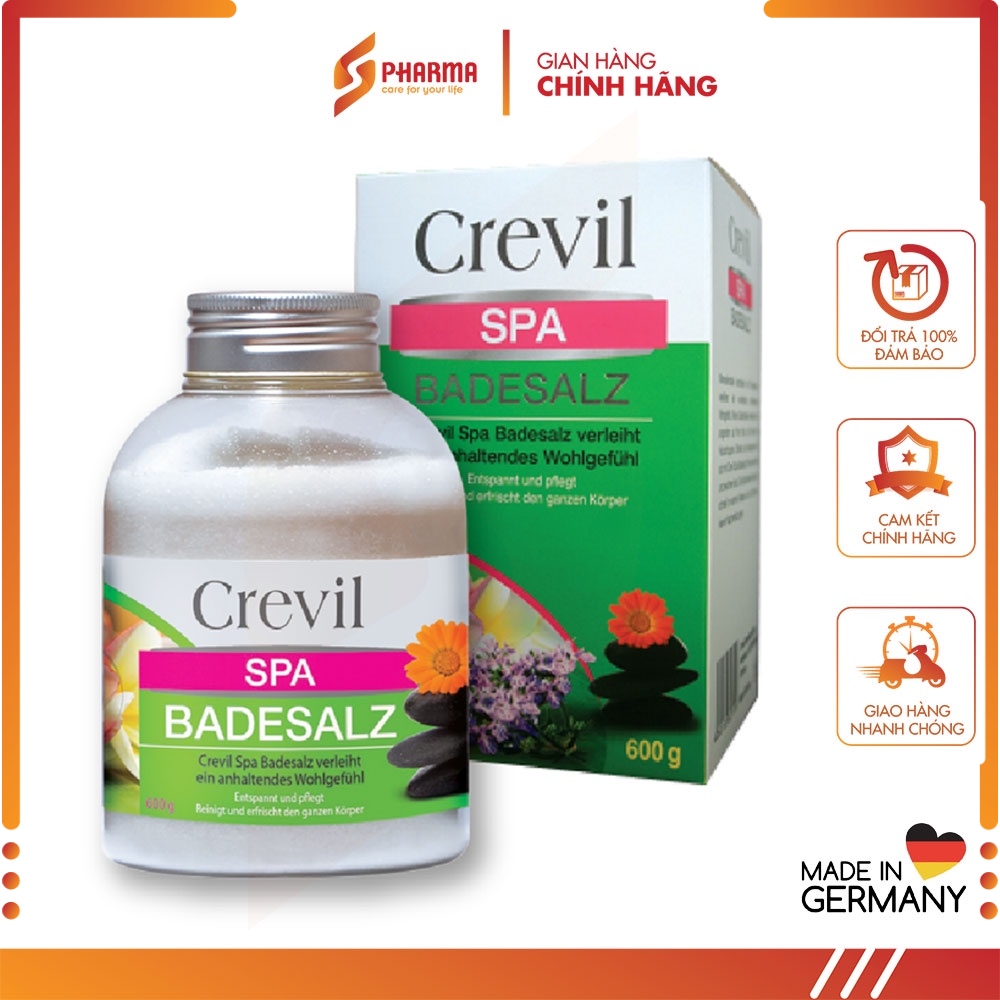 CREVIL SPA BADESALZ 600G - Muối tắm làm đẹp da, sạch mụn, tẩy da chết, nhập khẩu Đức