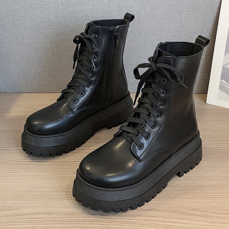 Giày Bốt Martin Nữ Cổ Cao Đế Dày Cá Tính Thời Trang Phong cách Hàn Quốc Cao Cấp Kèm Chi Tiết Ở Cuối