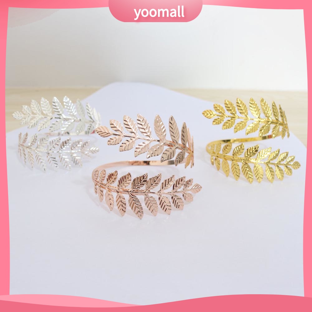 Vòng Đeo Cánh Tay Hở Bằng Kim Loại Hình Chiếc Lá Thời Trang Cho Nữ