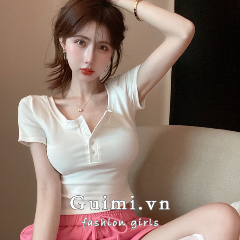 Áo Thun Tay Ngắn Cổ Vuông Màu Sắc Ngọt Ngào Thời Trang Cho Nữ