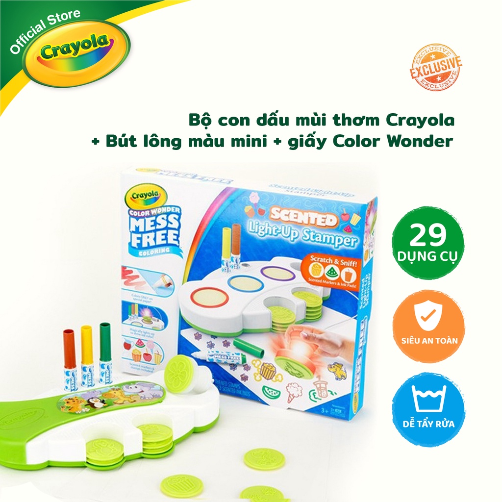 Bộ con dấu mùi thơm Crayola Color Wonder + Bút lông màu mini + Giấy Color Wonder (752585)