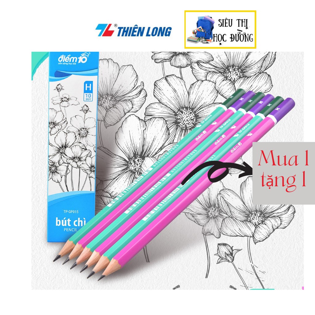 Bút chì gỗ Điểm 10 TP-GP015. Dễ xóa sạch bằng gôm, đặc biệt hạn chế làm bẩn tay và quần áo.