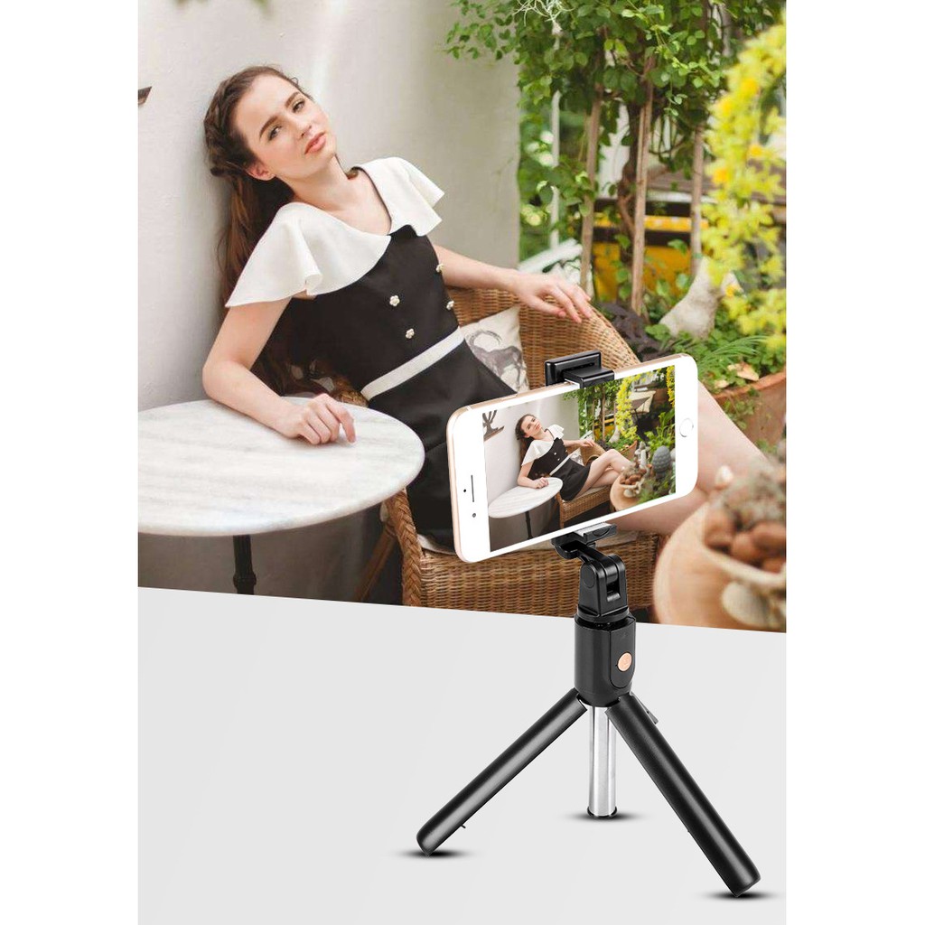 Gậy Chụp Ảnh Tự Sướng K10 Có Gương Selfie Kèm 3 Chân Đứng Tripod Kết Nối Bluetooth Cao Cấp - Remote Điều Khiển Từ Xa | WebRaoVat - webraovat.net.vn