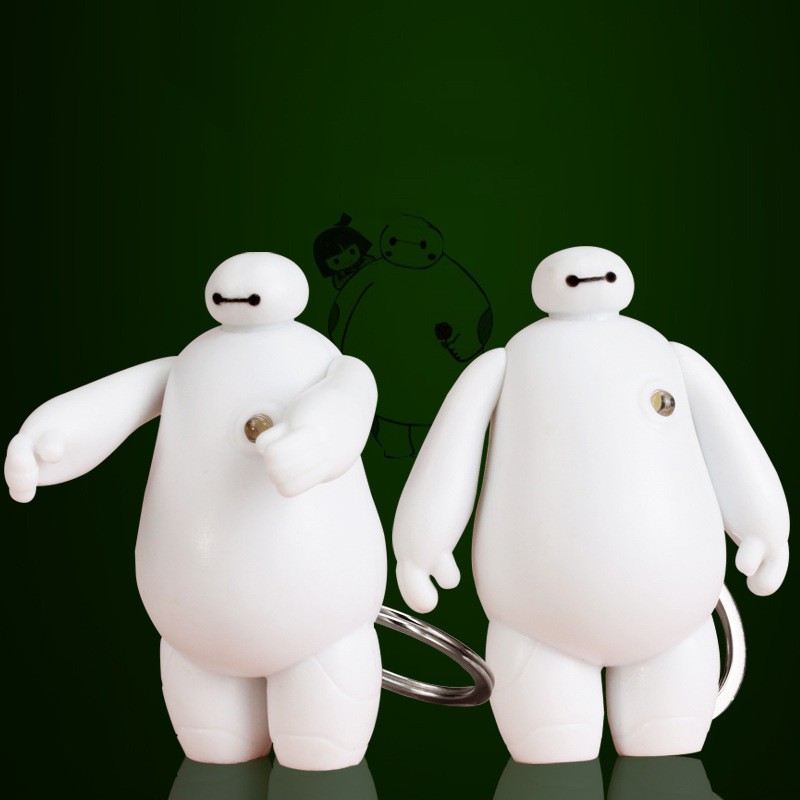 Móc khóa hình nhân vật hoạt họa Baymax trong Big Hero 6 có đèn LED đáng yêu