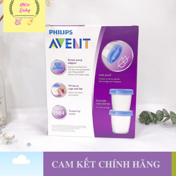 Cốc Ly trữ sữa Avent bộ 10 ly + 2 cổ nối - dung tích 180ml - 1 đổi 1 nếu lỗi NSX