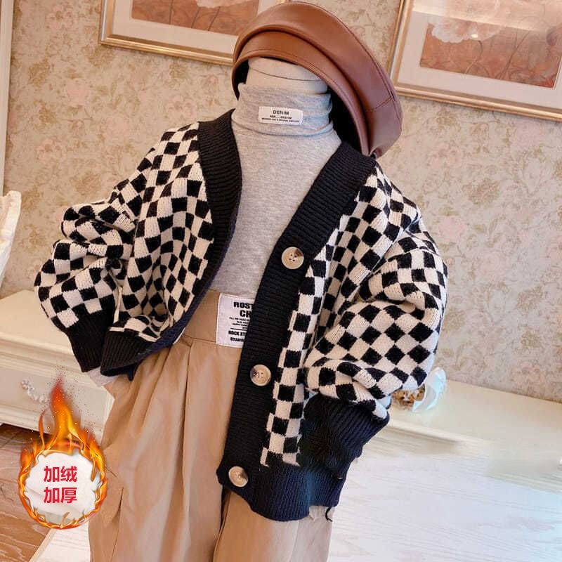 Áo Khoác Cardigan Dệt Kim Cổ Chữ V Thoải Mái Phong Cách Hàn Quốc Cho Bé