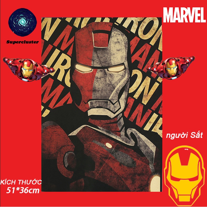 Set 50 Tấm Áp Phích Dán Tường 50.5 * 35cm Hình Nhân Vật Phim Marvel "Iron Man"