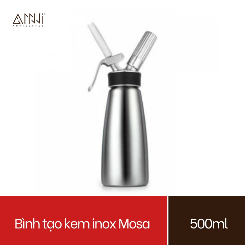 Bình xịt kem tươi Mosa Inox (0.5L/1L) - Bình làm kem Whipping Inox cao cấp