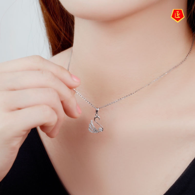 Mặt Dây Chuyền Hình Thiên Nga Mạ Bạc 925 Thời Trang