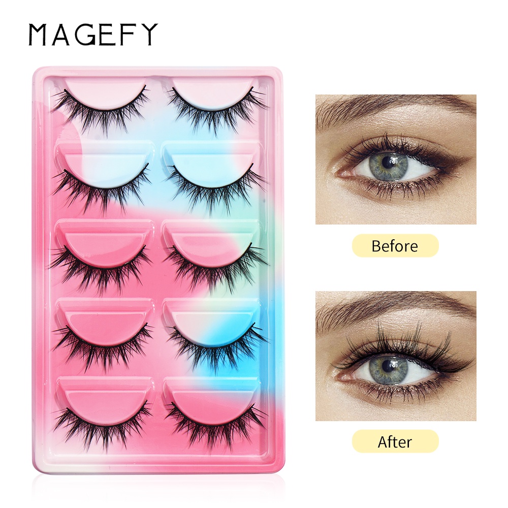 Bộ 5 cặp mi giả 3D MAGEFY dài và dày tự nhiên