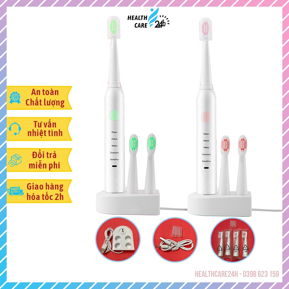 Bàn Chải Đánh Răng Điện Tự Động Đánh Răng 5 Chế Độ - Chống Nước IPX7 [Hàng Loại 1 - Có Đế Sạc]