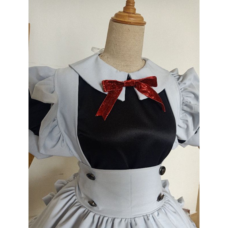 Trang phục váy hầu gái dáng ngắn bèo nơ đen