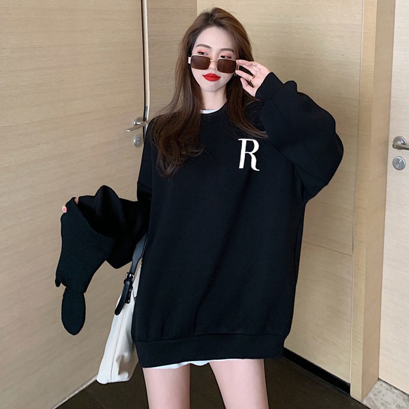 NRVP Áo Hoodie Dáng Rộng Thời Trang Hàn Quốc Đơn Giản Cá Tính Cho Nữ