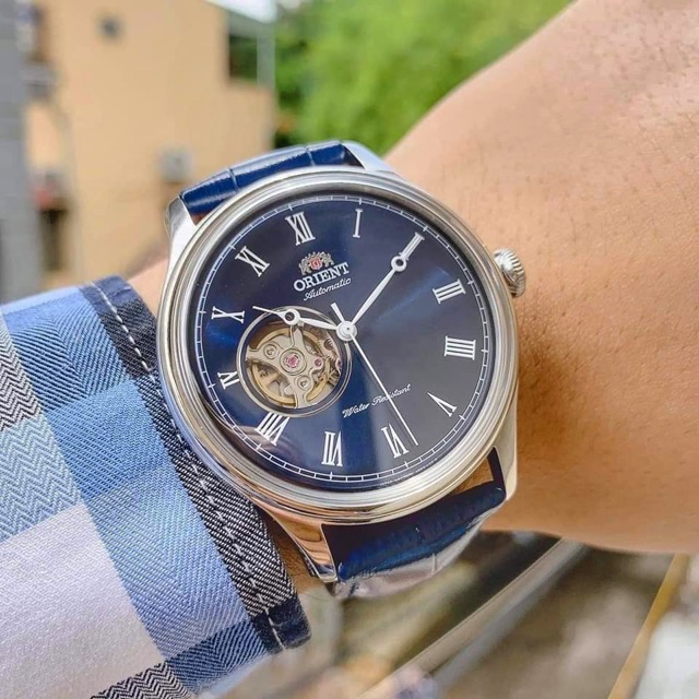 Đồng hồ nam Orient Caballero Blue FAG0004D0 máy cơ Automatic F6T22 hở tim 9h, 22 chân kính, kính Mineral, case 42mm