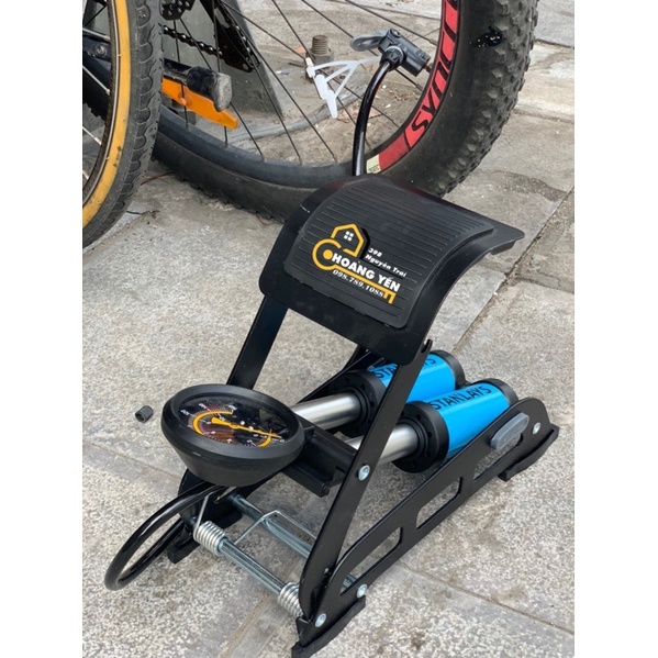 Bơm xe đạp, bơm xe máy đạp chân 2 piston stanlays hàng chuẩn loại 1
