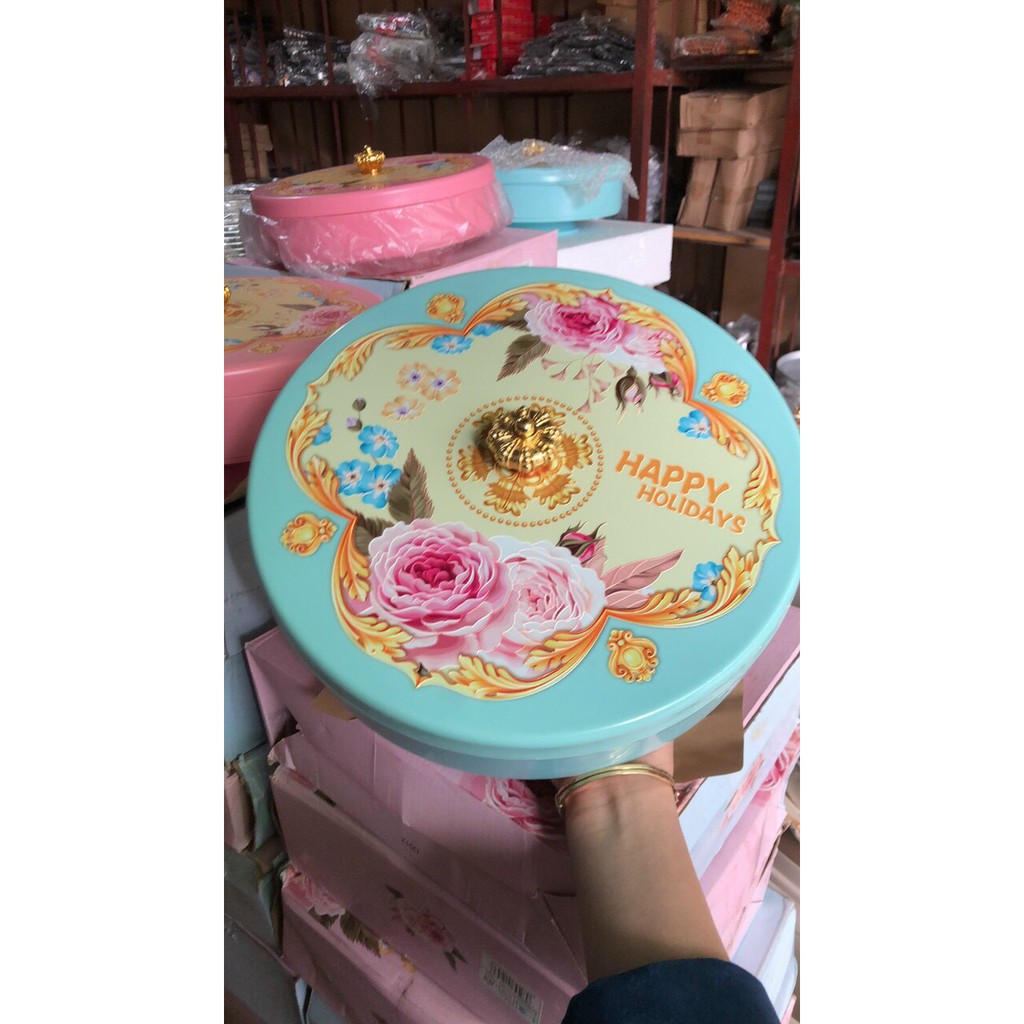 (mẫu mới 2021) Khay mứt tết, hộp mứt tết xoay có nhạc