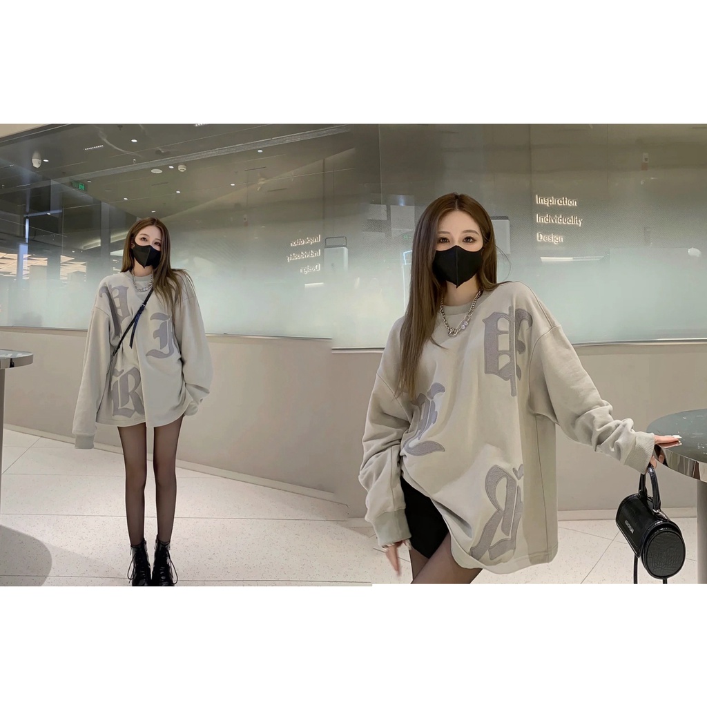 Hàng Có Sẵn Áo Sweater Cánh Dơi Mỏng Tay Dài Dáng Rộng Thêu Chữ Dongdaemun Cỡ Lớn Chất Lượng Tốt Phong Cách Hàn Quốc Cho Cặp Đôi