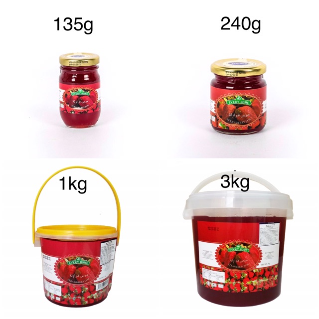 Mứt dâu Everyhome Malaysia 135g-3kg - Nhập khẩu chính hãng