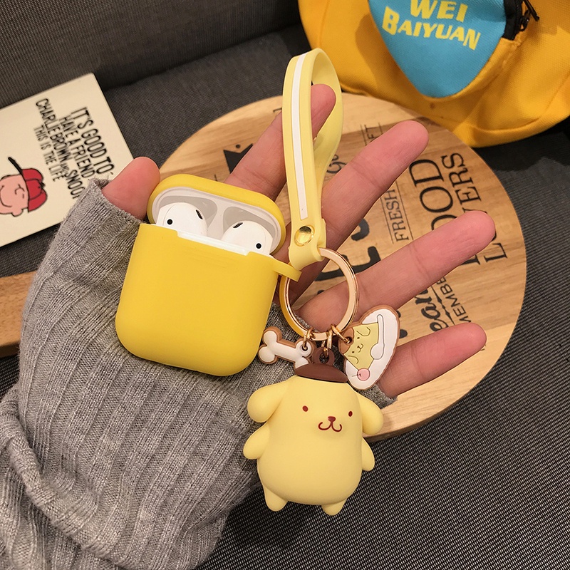 Vỏ Bảo Vệ Hộp Sạc Tai Nghe Bluetooth Không Dây AirPods 12 / 11 Bằng Silicon Mềm Hình Chú Chó Sanrio Pudding Dễ Thương