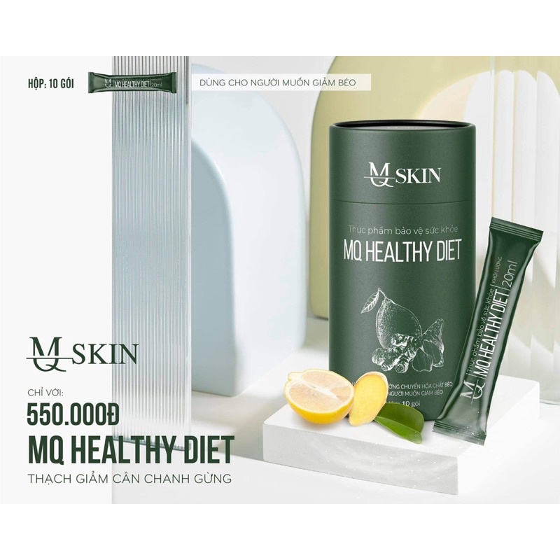 Thạch Giảm Cân MQSKIN CHANH GỪNG MQ HEALTHY DIET Tặng Viên Detox Diet Chew Loại Bỏ Mỡ Thừa Hộp 10 gói