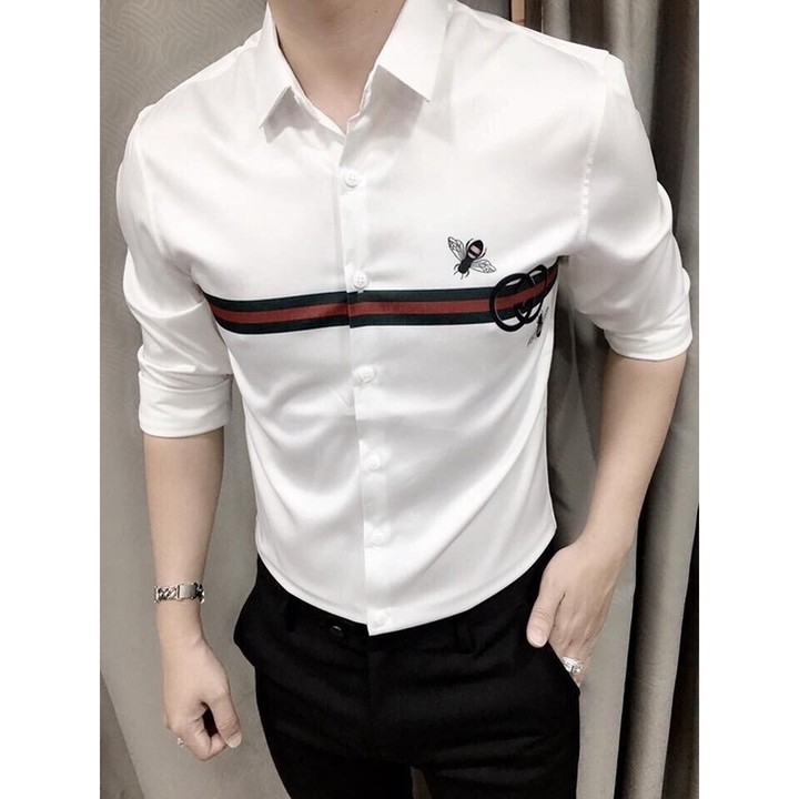 (SANG TRỌNG)Áosơ mi nam dài tay sọc ngang in logo cao cấp SM00002 | BigBuy360 - bigbuy360.vn