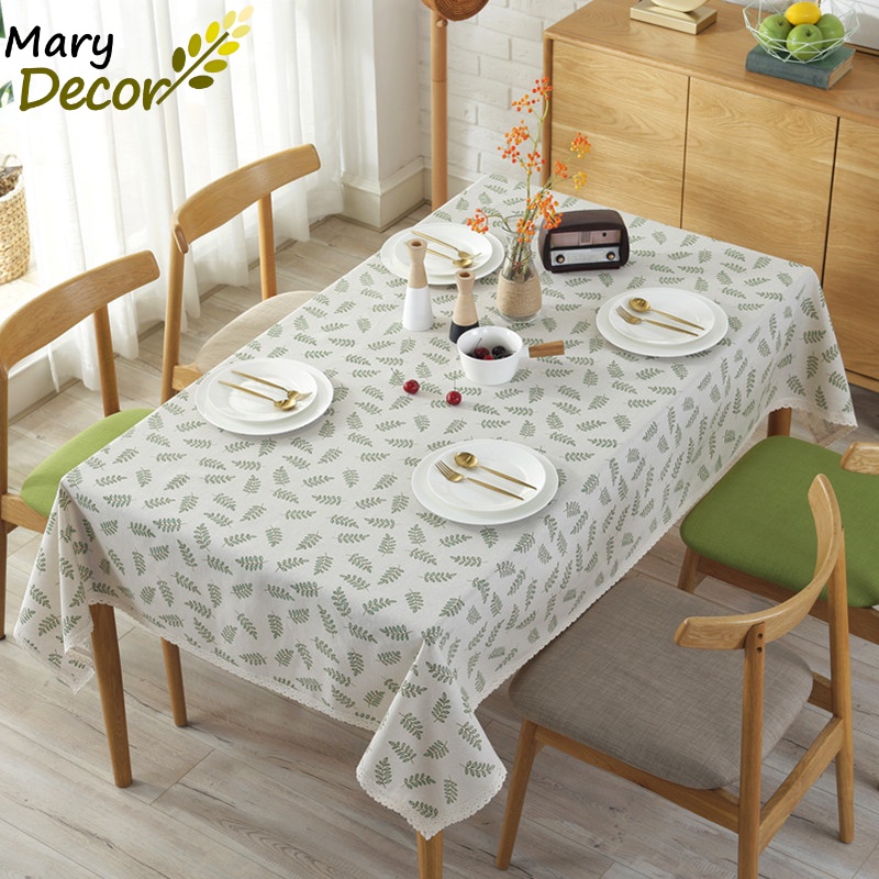 Khăn trải bàn Mary Decor trang trí bàn ăn, Quà tặng Noel đậm chất vintage - họa tiết Lá nhỏ - KB-B04