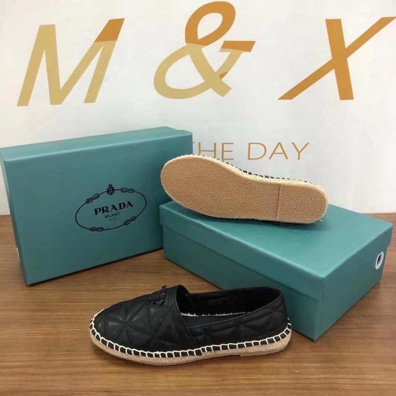 Giày lười slipon đế cói da mềm chần chỉ siêu hot