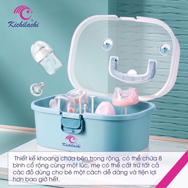 Giá úp bình sữa Kichilachi có nắp đậy và khay hứng nước