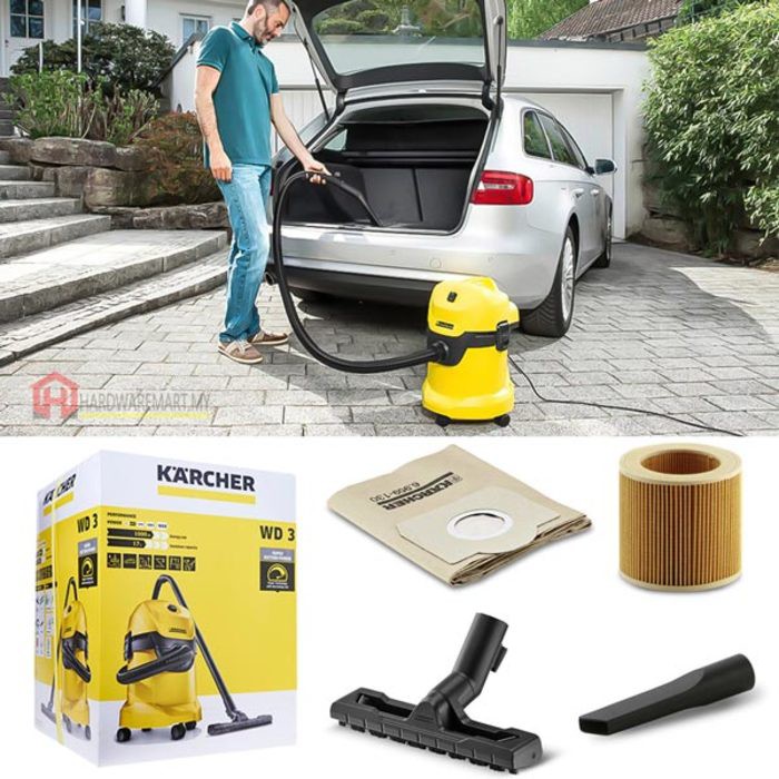 Máy hút bụi khô &amp; ướt Karcher WD 3 Car - Dung tích 17L - Bảo hành chính hãng 12 tháng - SX tại Romania