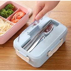 HỘP CƠM LÚA MẠCH 3 NGĂN KÈM ĐŨA THÌA INOX