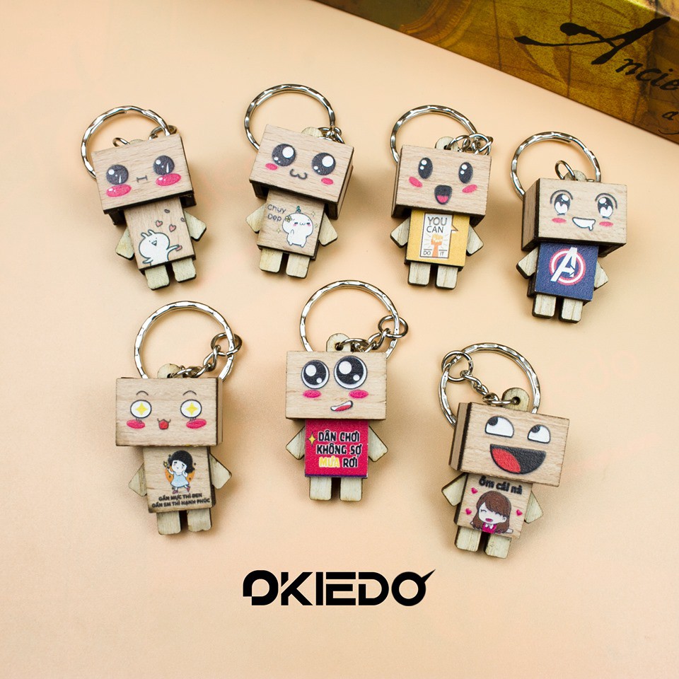 Móc khóa gỗ Robot Danbo siêu cute đáng yêu nhất quả đất - Chuẩn Okiedo