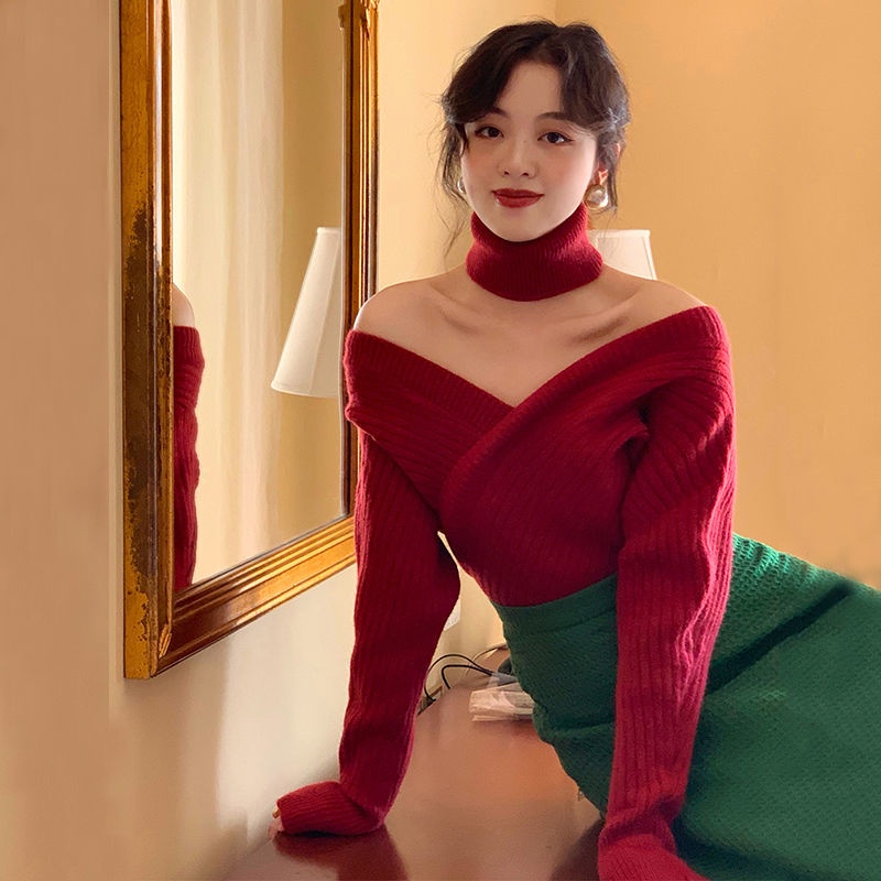 COZOK Áo sweater Dáng Ôm Phong Cách Thời Trang Retro