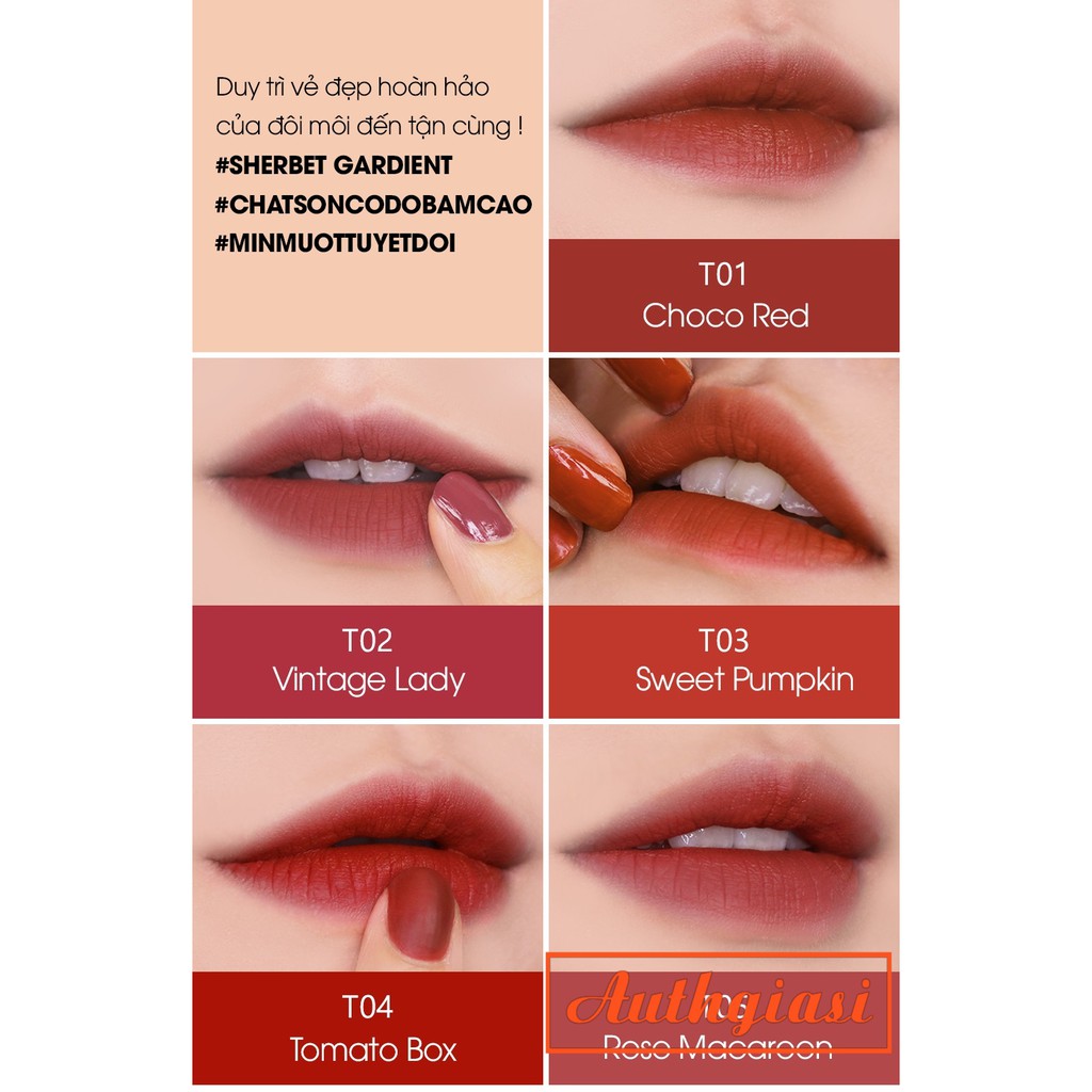 Son kem lì Black Rouge Cotton Lip Color T01-T05 siêu nhẹ môi, lên màu chuẩn | Thế Giới Skin Care