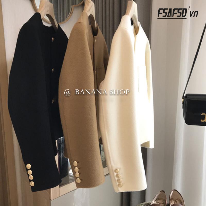 Áo Khoác Len Cổ Tròn Dáng Ngắn Thời Trang