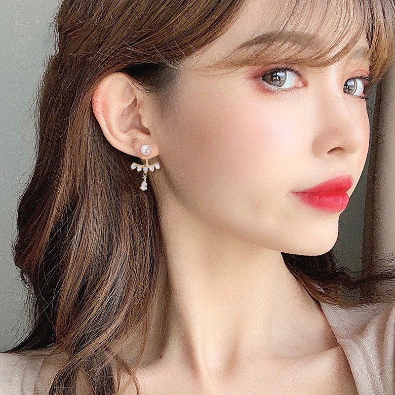 Bông Tai Đính Ngọc Trai Mạ Bạc 925 A0021