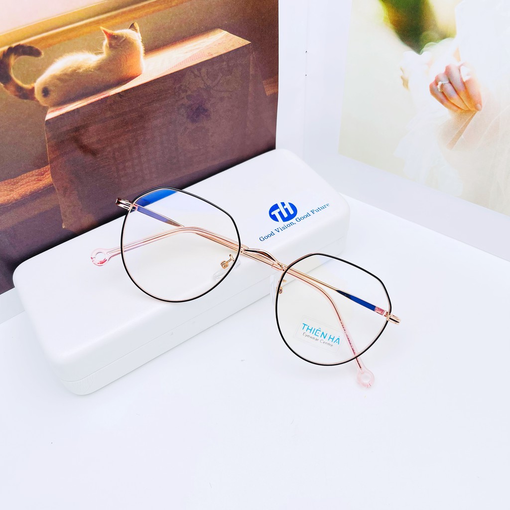 Gọng kính kim loại nam nữ THIÊN HÀ  OPTICAL dáng đa giác nhẹ chống gỉ kiểu dáng thời trang D29213 51-22-143