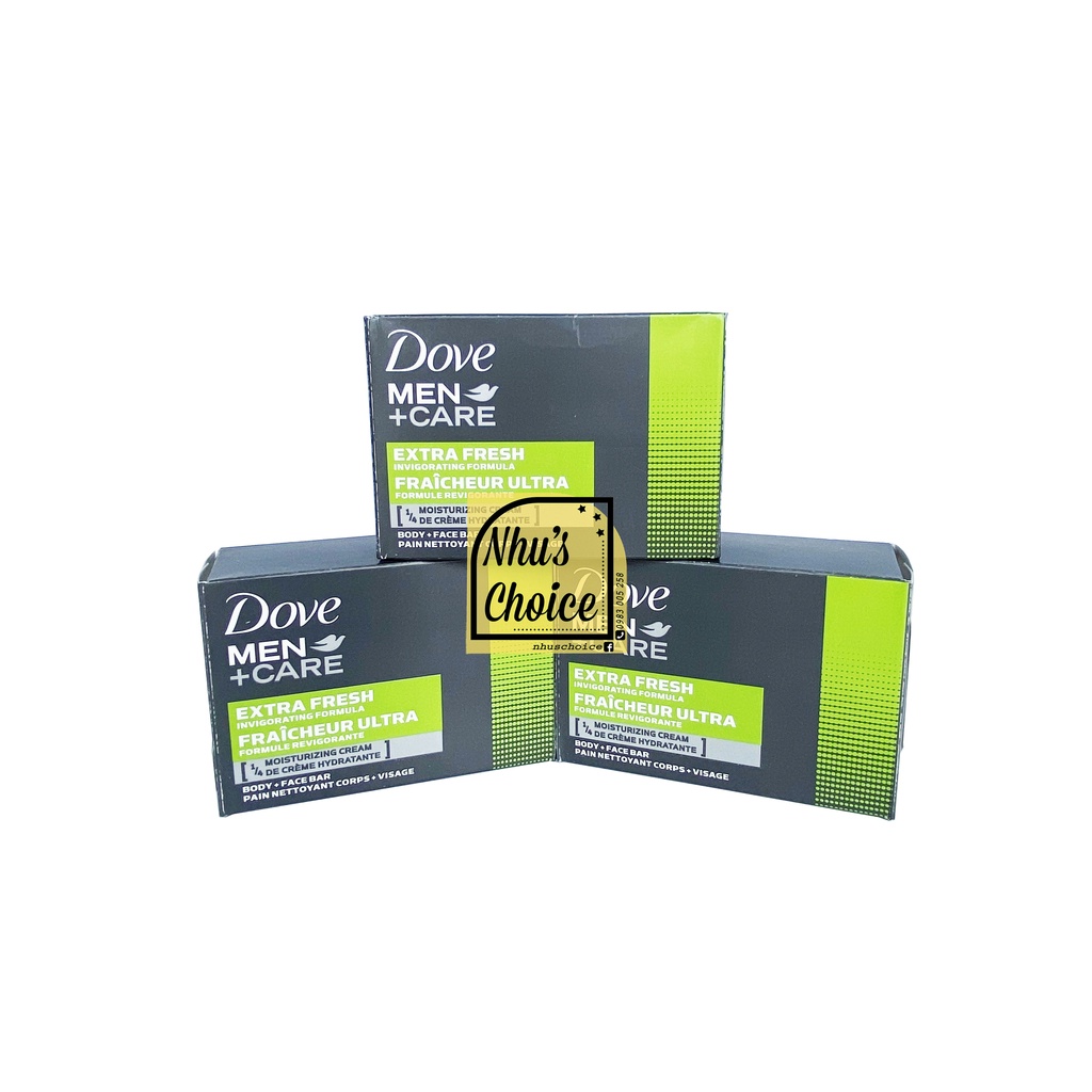 1 Cục - Xà phòng Tắm Body và Mặt cho nam Tươi mát Sản khoái Dove Men+Care Body and Face Bar Extra Fresh