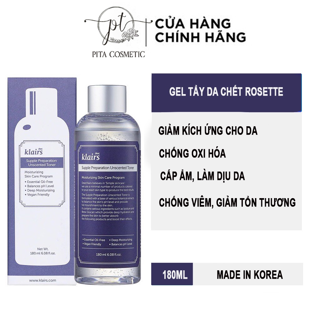 [Chính Hãng] Nước hoa hồng Klairs không mùi Supple Preparation Unscented Toner dưỡng ẩm mềm da 180ml