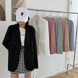 Áo Khoác Vest Đen Mỏng Dáng Rộng Phong Cách Hàn Quốc Thời Trang Mùa Hè Dành Cho Nữ 2022