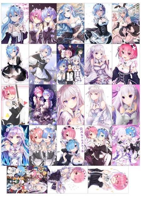 Ảnh card re:zero ramrem 11 cái có ép , card để ví anime ramrem